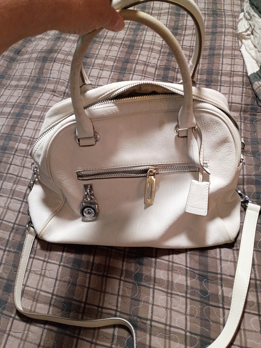 Michael Kors White Leather Dome Satchel